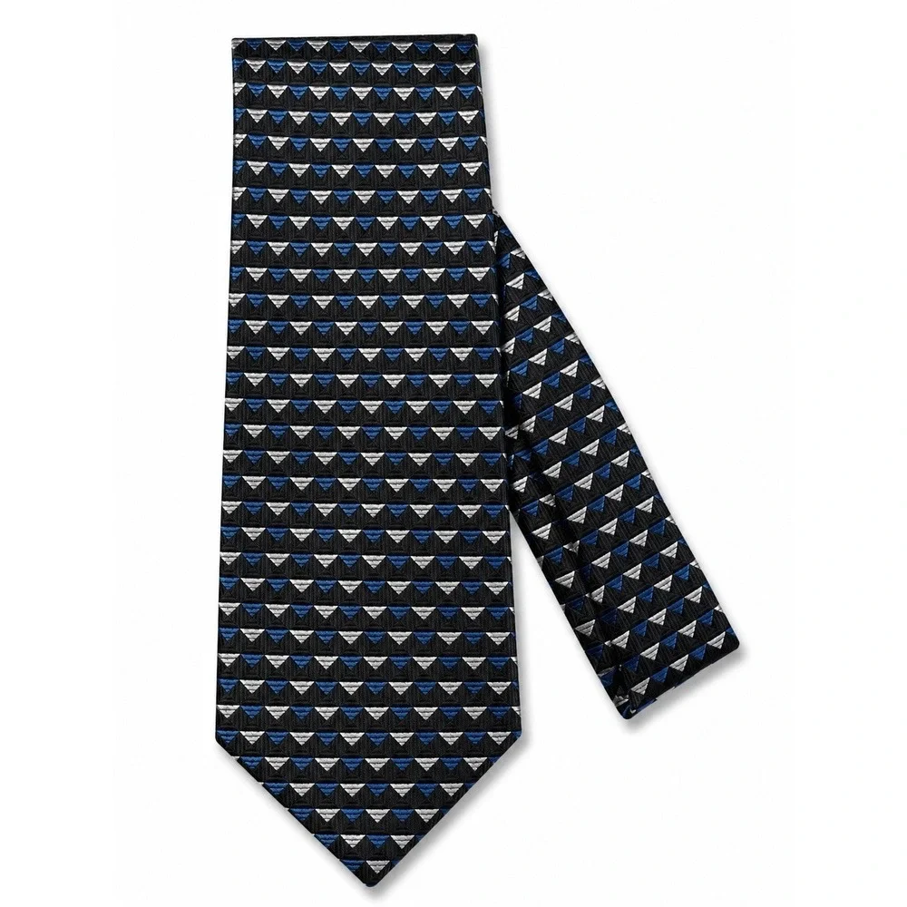 Arrow 100% Silk Men's Tie Iridescent gold & silver diamonds on Blue  58x3 3/4